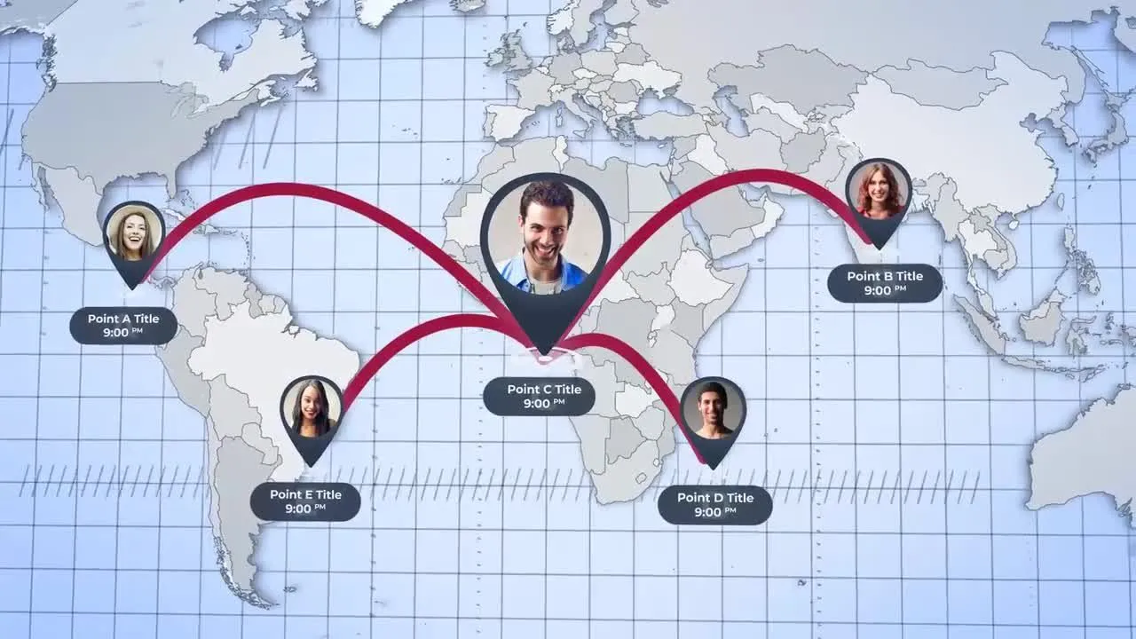 世界地图连线国家地区图文介绍像素设计精选AE模板