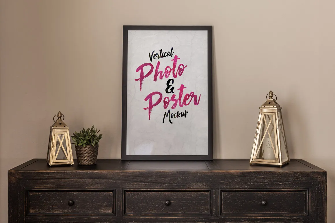 垂直照片和海报设计 Mokups 模版-Vertical Photo#038; Poster Mockup 1