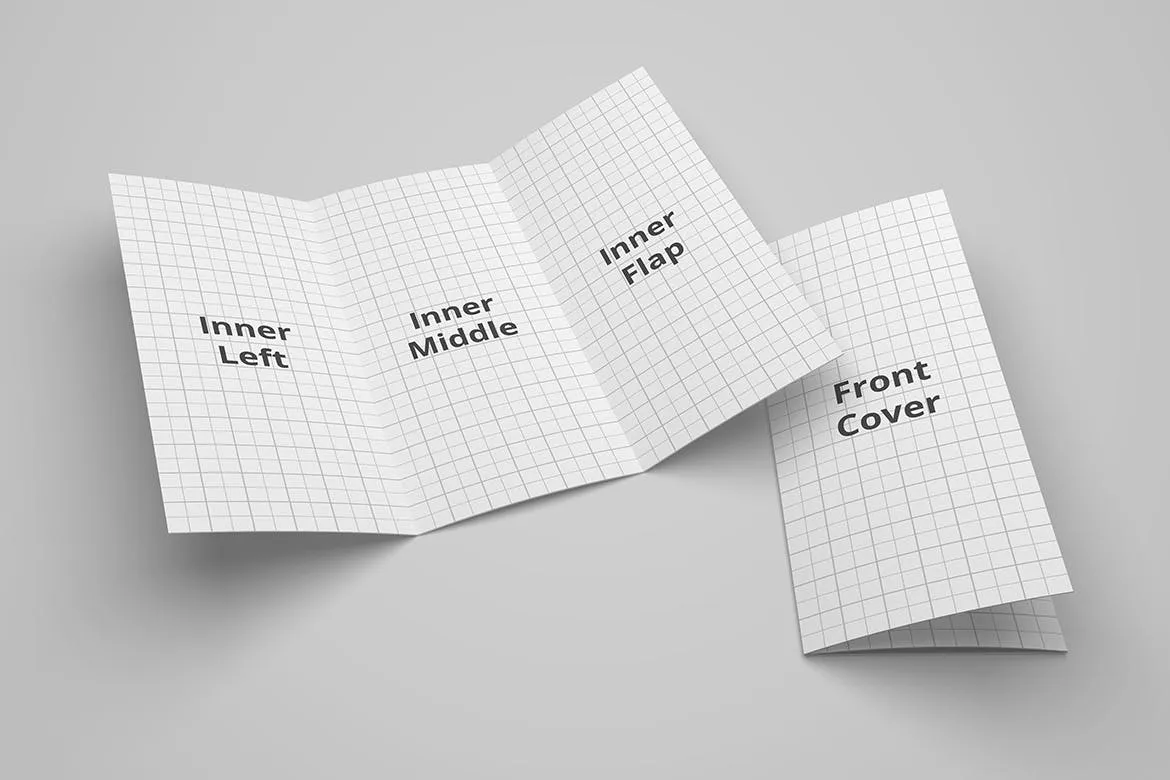 三折页宣传册设计多角度预览样机模板 Trifold Brochure Mockup插图(1)