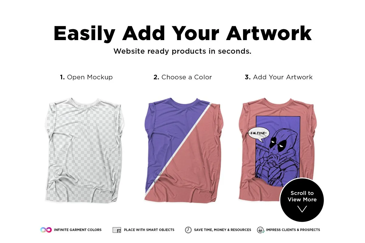 时尚卷边袖口肌肉T恤服装样机