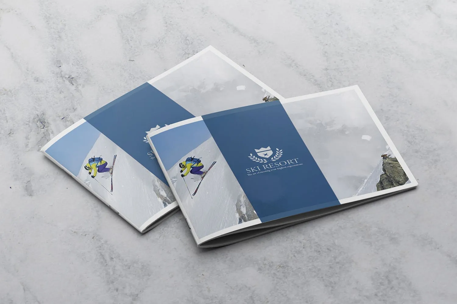 宣传画册/企业画册叠放效果图样机素材库精选模板 2 Covers Landscape Brochure Mockup插图(2)