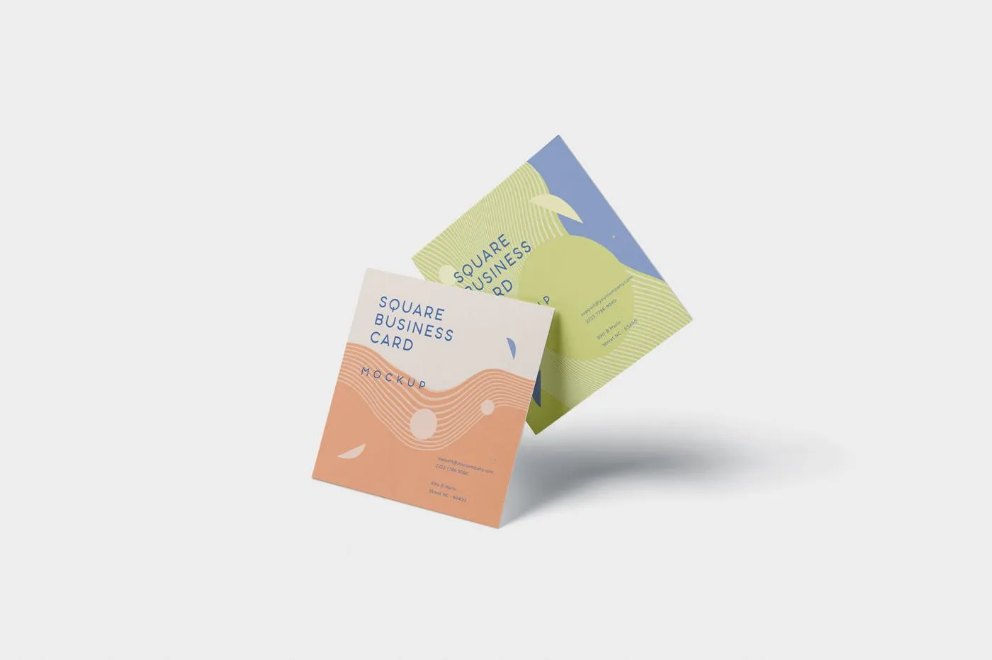 正方形创意企业名片设计阴影效果图样机 Business Card Mockup in Square Format插图(4)