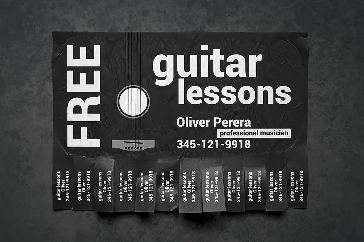 可撕下联系方式的海报设计张贴效果图样机 Tear-off Ad Mockup插图(3)