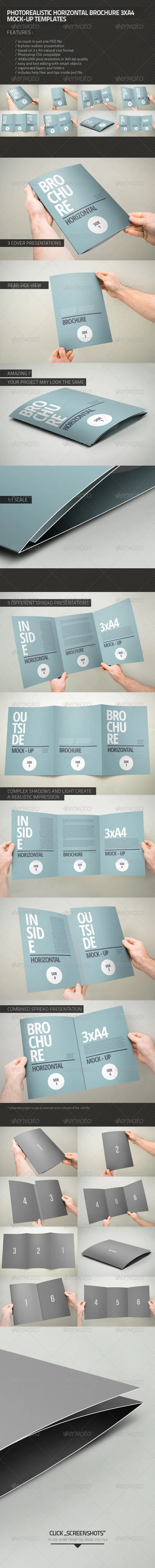 A4规格3折页小册展示样机 3xA4 Brochure Mock-up插图