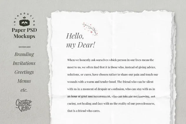 手工制作毛边纸张样机模板 Deckle Edge Paper Mockup Set插图(3)