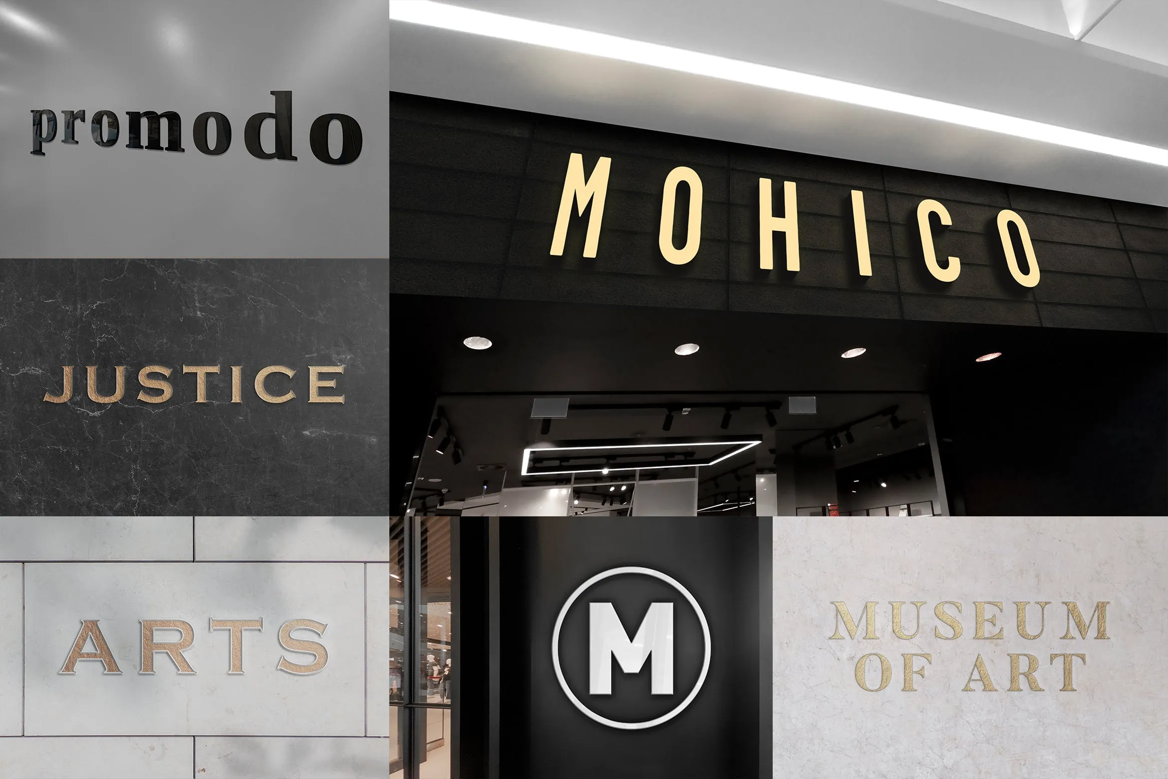 逼真3D效果Logo墙/店招设计效果预览样机合集v1 3d Logo Mockups Collection Vol. 1插图