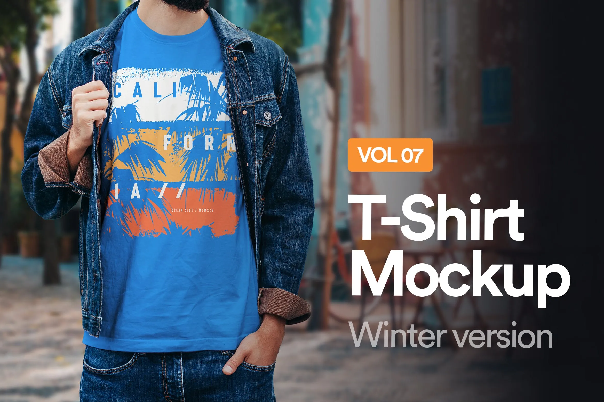 冬日T恤印花设计效果图样机素材库精选07 Winter T-Shirt Mockup 07插图