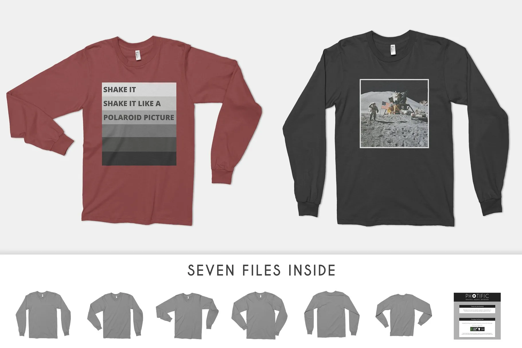 罗纹收口袖长袖T恤样机模板 American Apparel 2007 Shirt Mockups插图(2)