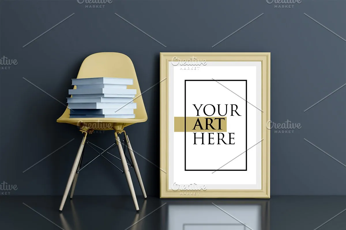 多彩的画框&椅子场景样机展示模板插图(18)