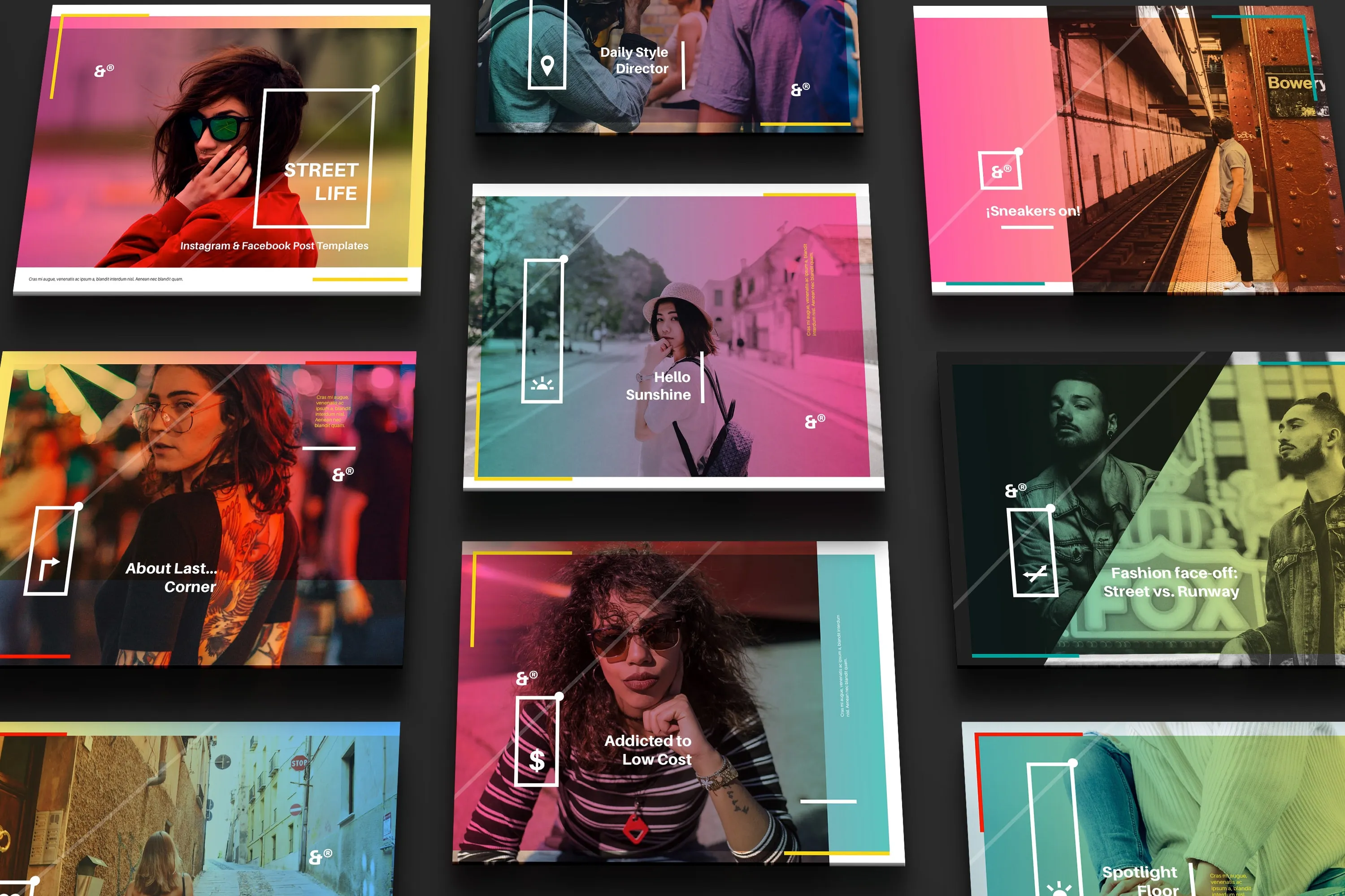 设计媒体创意设计效果图预览等距网格样机模板02 Landscape Perspective Mockup 02插图(1)