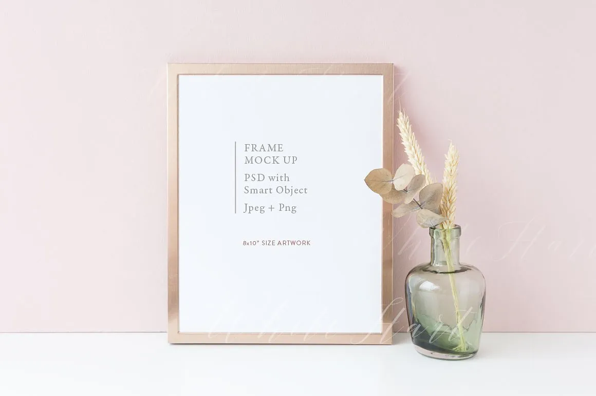 金属边框画册相框样机模板 Copper 8×10 frame mock up – PSD/PNG插图