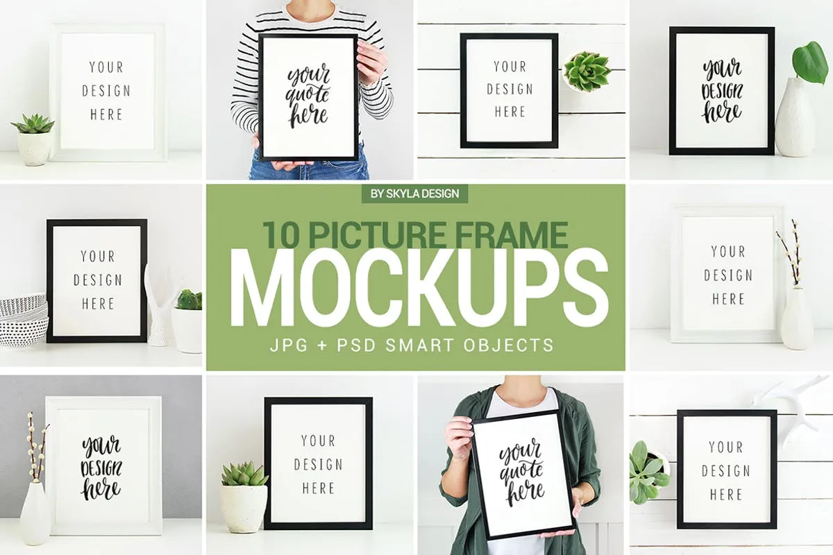 海报设计&照片展示相框样机套装 Poster & Picture frame mockup photos插图