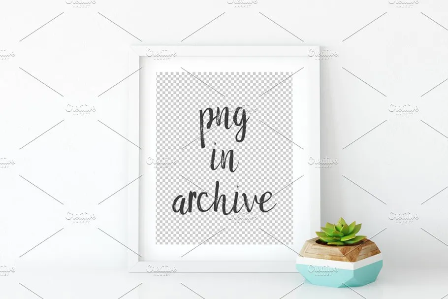 白色木制画框相框样机 White Frame Mockup – 2 (8×10)插图(2)