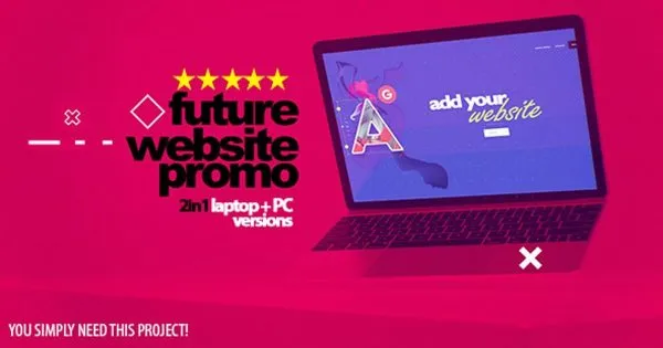 笔记本台式机二合一动态样机像素设计精选AE模板 Future Website Promo 2in1