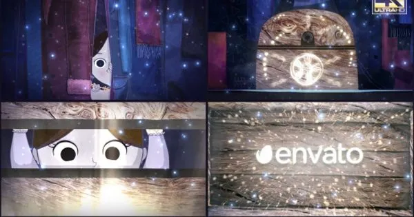 魔法宝箱开启动画特效Logo标志演示像素设计精选AE模板 Magic Logo