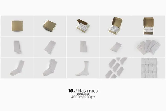 纯色提花棉袜套装样机 Socks Set Mockup插图(14)