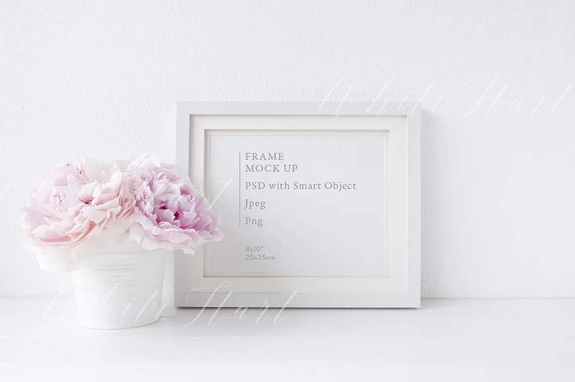 花饰相框样机模板 Landscape frame mock up – 8×10"插图