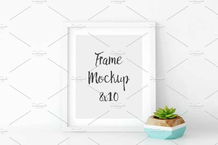 白色木制画框相框样机 White Frame Mockup – 2 (8×10)插图(1)