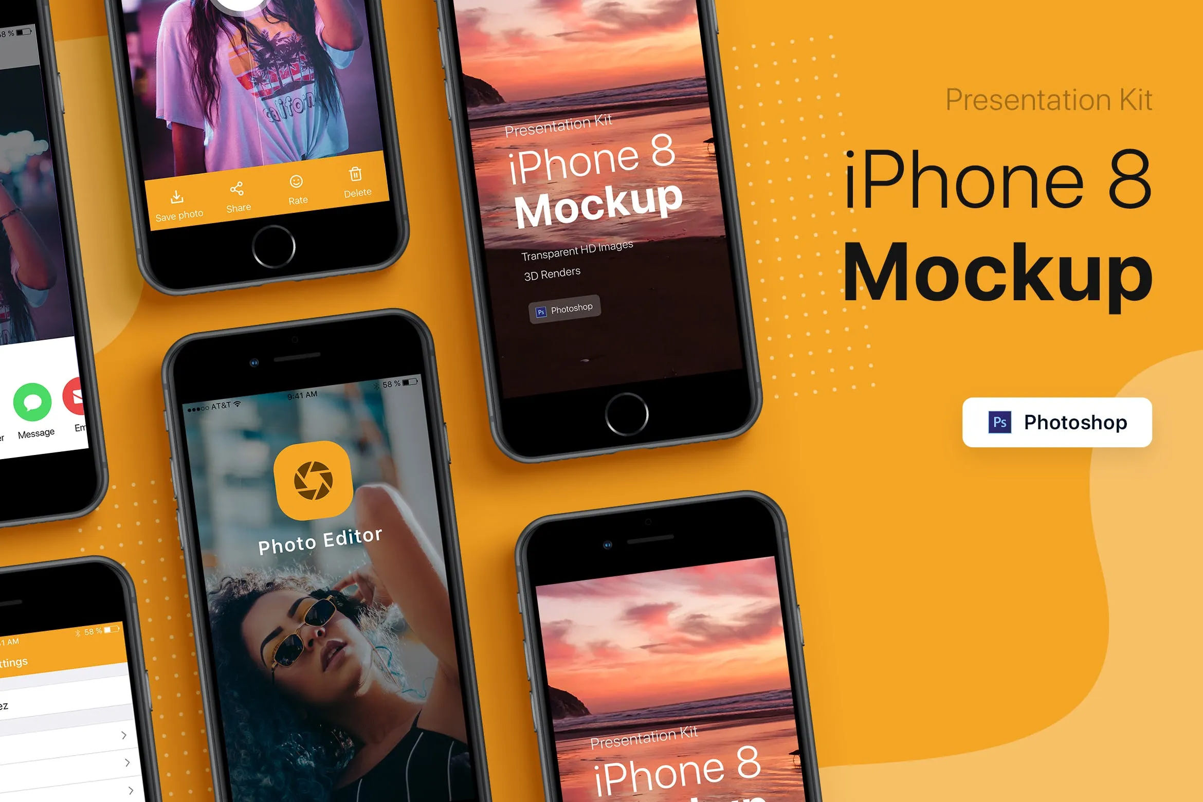 APP界面设计截图预览iPhone 8手机样机模板v2 Presentation Kit#8211; iPhone showcase Mockup