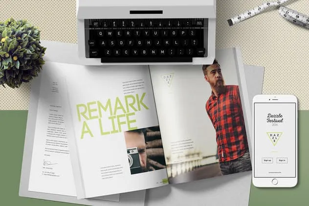 高级办公用品场景样机生成器 Open Magazine Mockup Scenes插图(1)