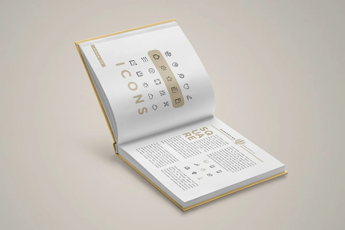 方形精装图书样机模板V2 Square Book Mock-Up 2