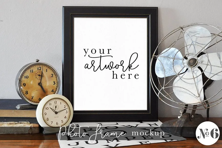 美式工业复古相框样机模板 Vintage Frame Mockup #6插图(1)