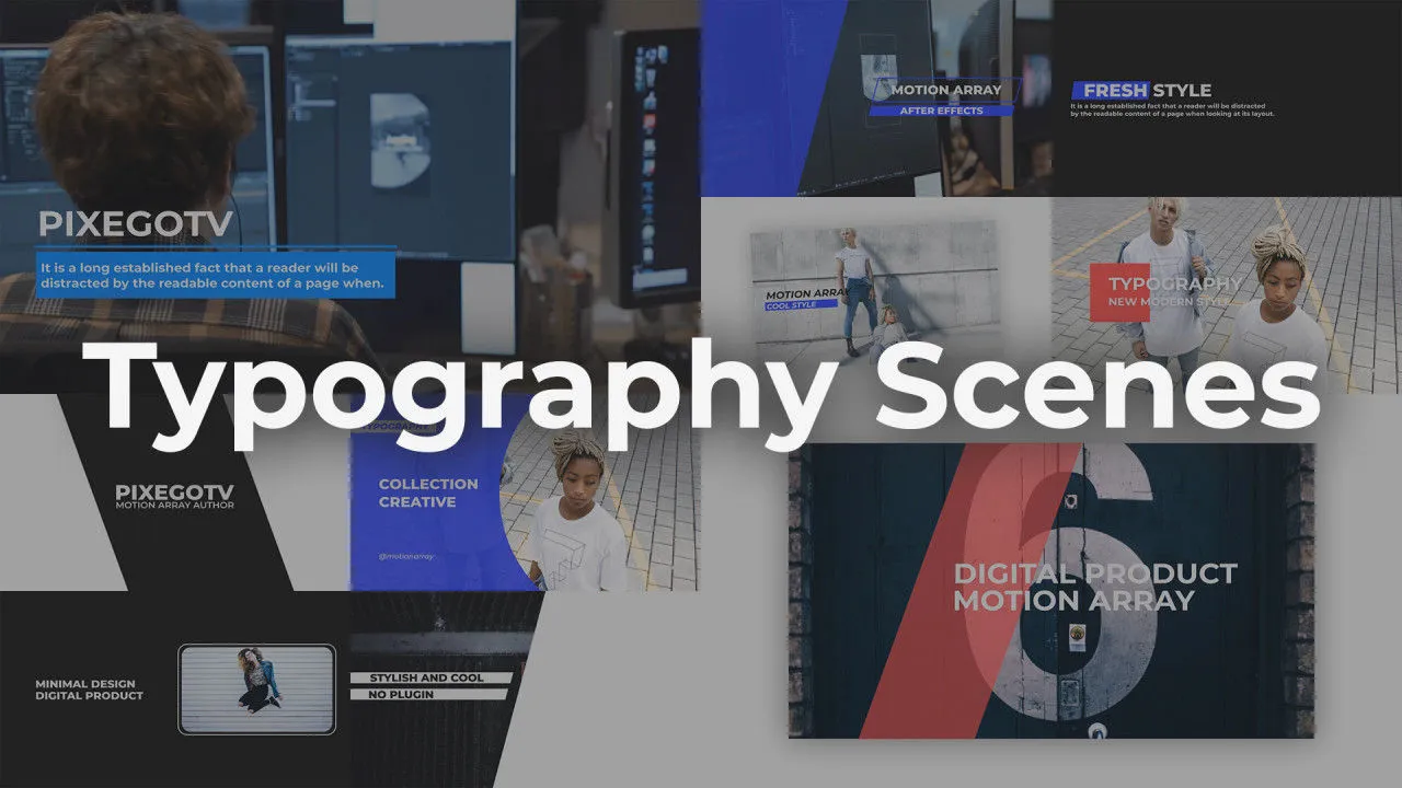 全屏动画标题排版场景像素设计精选AE模板