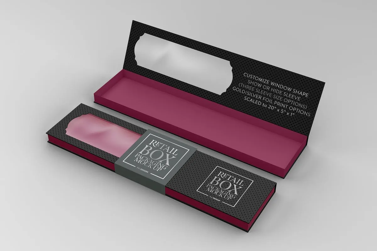 高端矩形可折叠礼品盒包装样机 Rectangle Collapsible Box Packaging Mockup插图