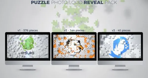 益智玩具拼图照片logo演示像素设计精选AE模板 Puzzle Photo / Logo Reveal Pack