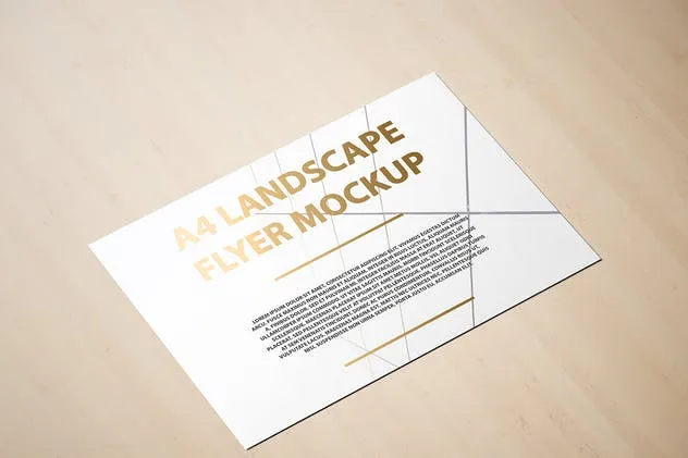 A4横向铝箔冲压工艺传单海报样机 A4 Landscape Flyer / Poster Mockup – Foil Stamping插图(11)
