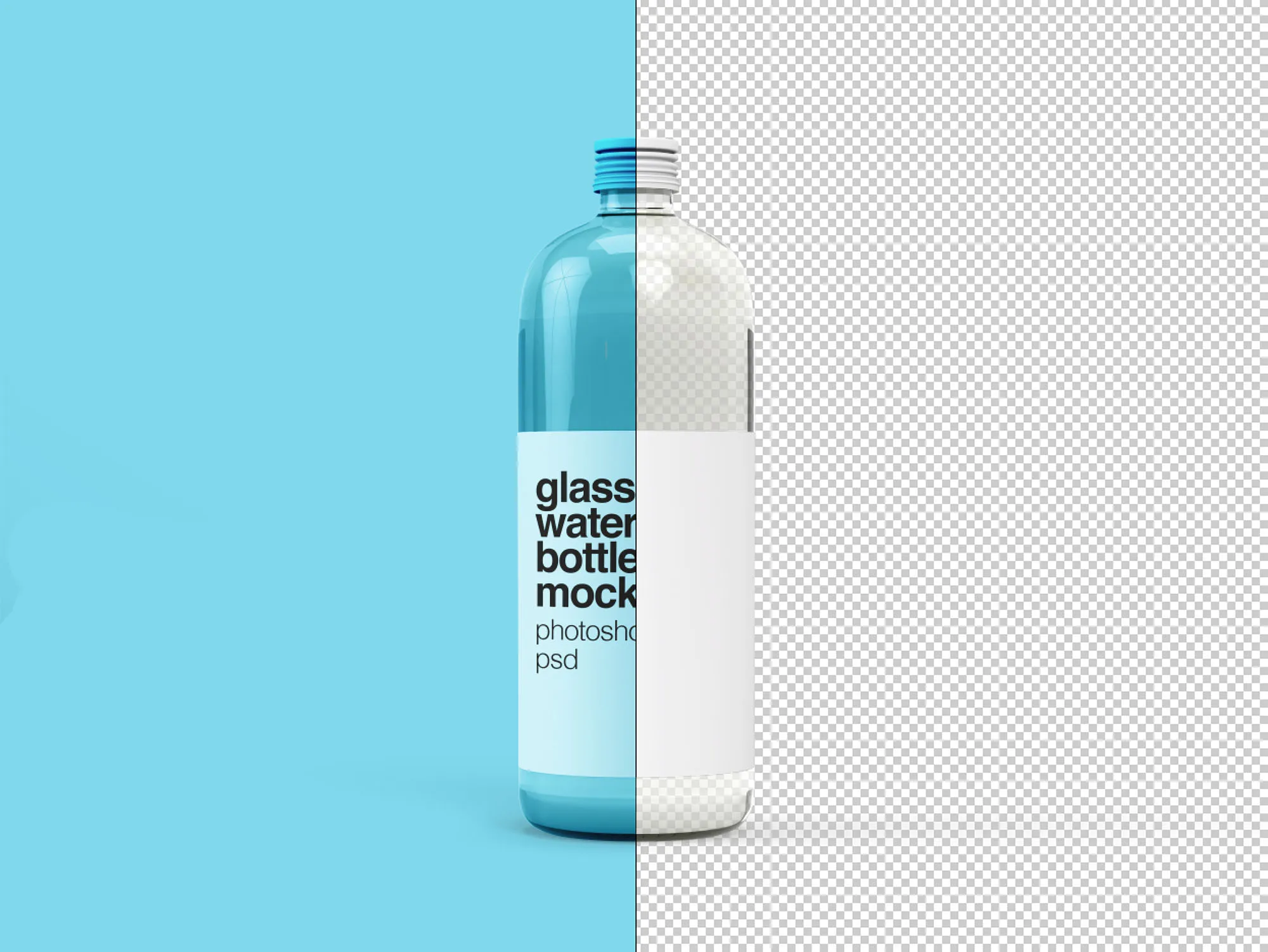 饮用水玻璃瓶外观设计图样机模板 Glass Water Bottle Mockup插图(2)