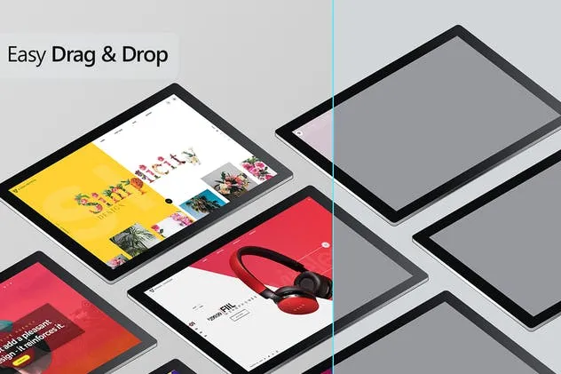 网页设计等距平板电脑屏幕样机 Isometric Screen Mockup插图(7)