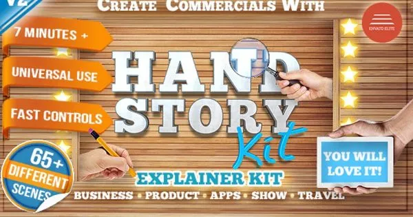 产品服务宣传视频像素设计精选AE模板 Hand Explainer Product Commercial Kit