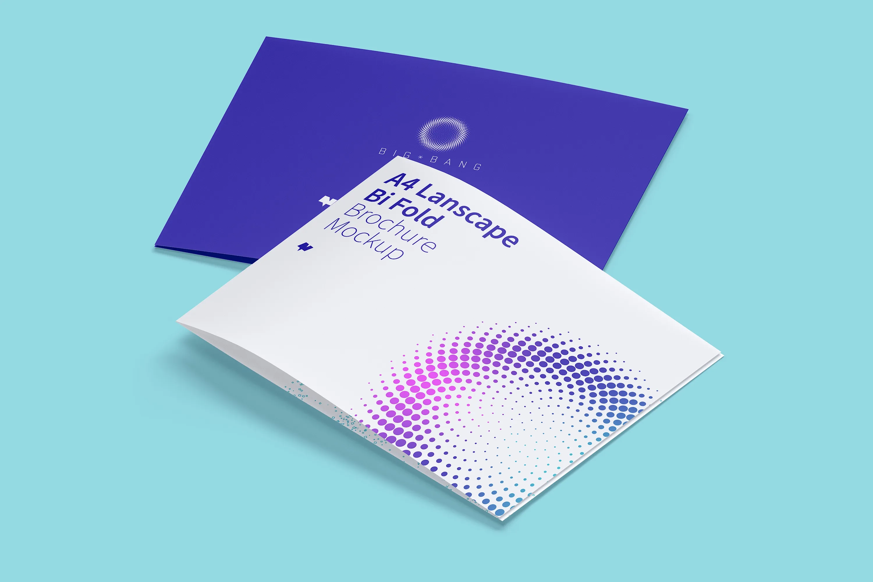 A4纸尺寸折页传单小册子设计样机模板 A4 Landscape Bi Fold Brochure Mockup 03插图(4)