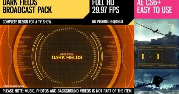 特工反恐主题电影预告片像素设计精选AE模板 Dark Fields (Broadcast Pack)