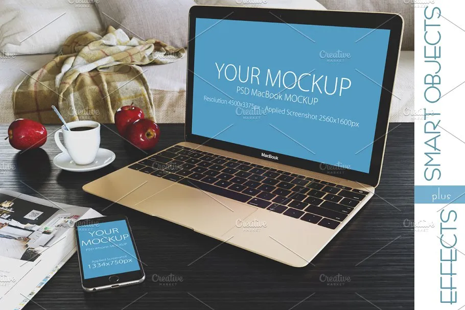 Macbook电脑amp; iPhone智能手机样机 MacBookamp; iPhone Mockup
