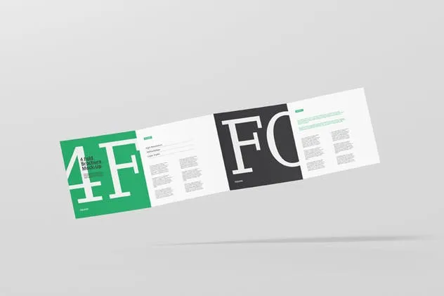 方形四折页宣传册传单样机模板 4-Fold Brochure Mockup – Square插图(3)