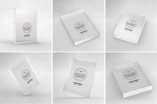 透明盒子＆文具套装包养样机 Clear Box Set with Stationery Packaging Mockup插图(1)