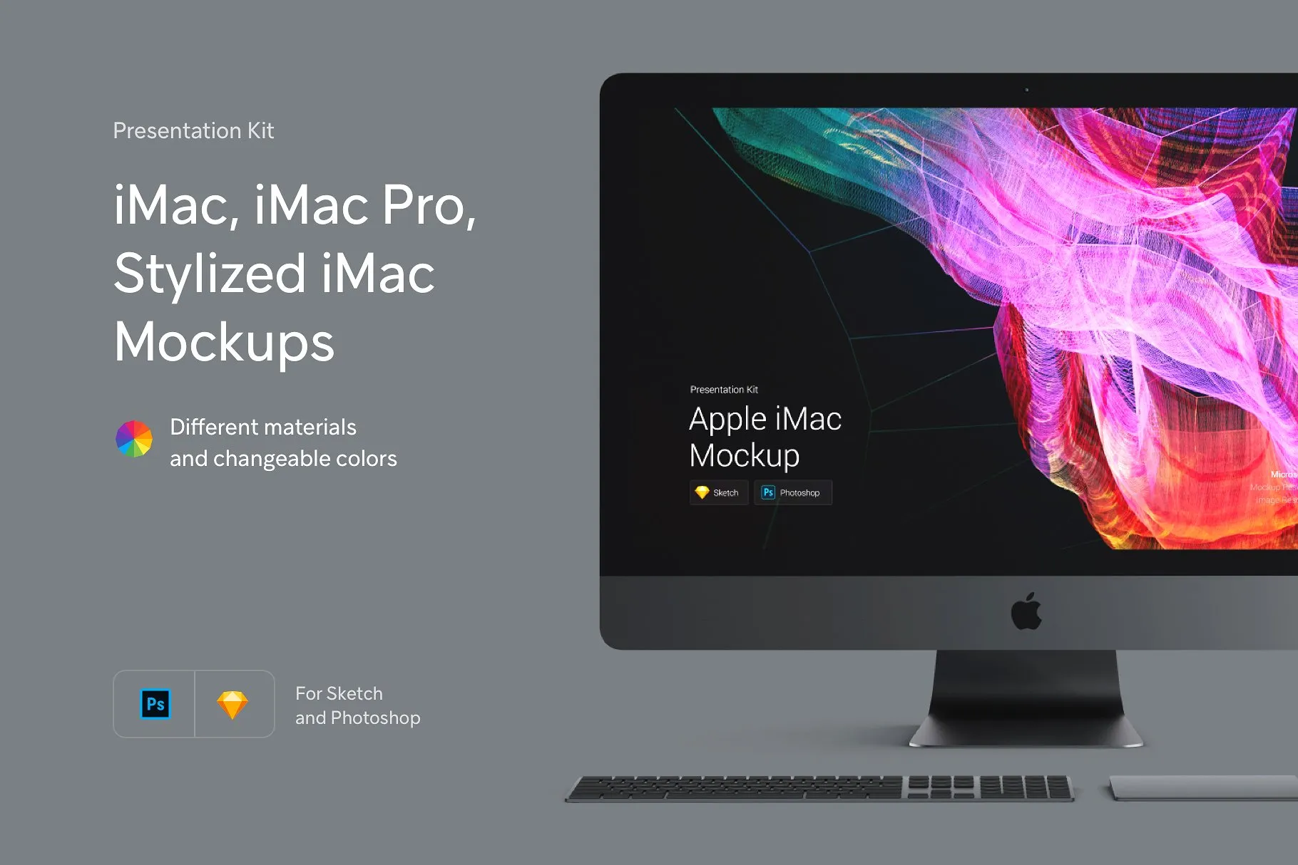 精美多彩全新iMac Pro，iMac展示模型Mockups样机下载插图