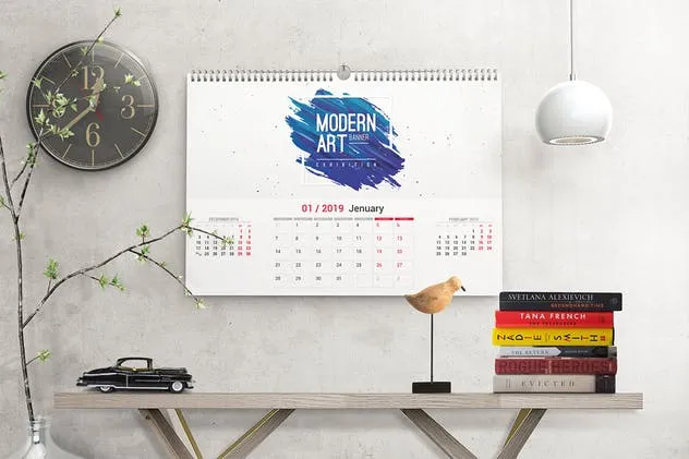 挂墙活页挂历日历样机模板 Wall Calendar Mockups插图(5)