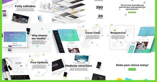 简约明亮高效的网页设计/广告业务像素设计精选AE模板 Agency / Website / Service Advertisement