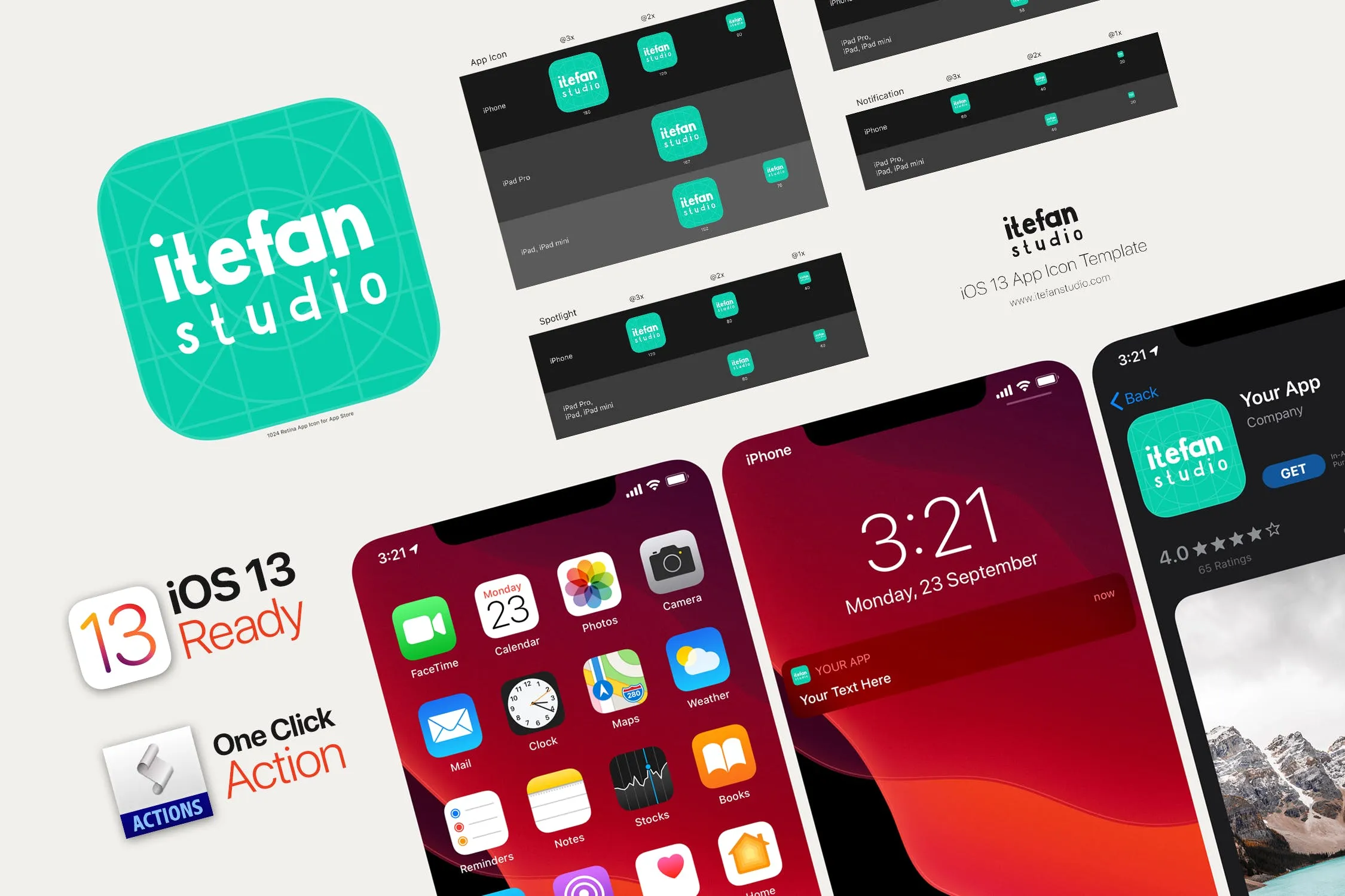 iOS13系统APP图标及APP Store预览样机模板 iOS 13 App Icon Template插图
