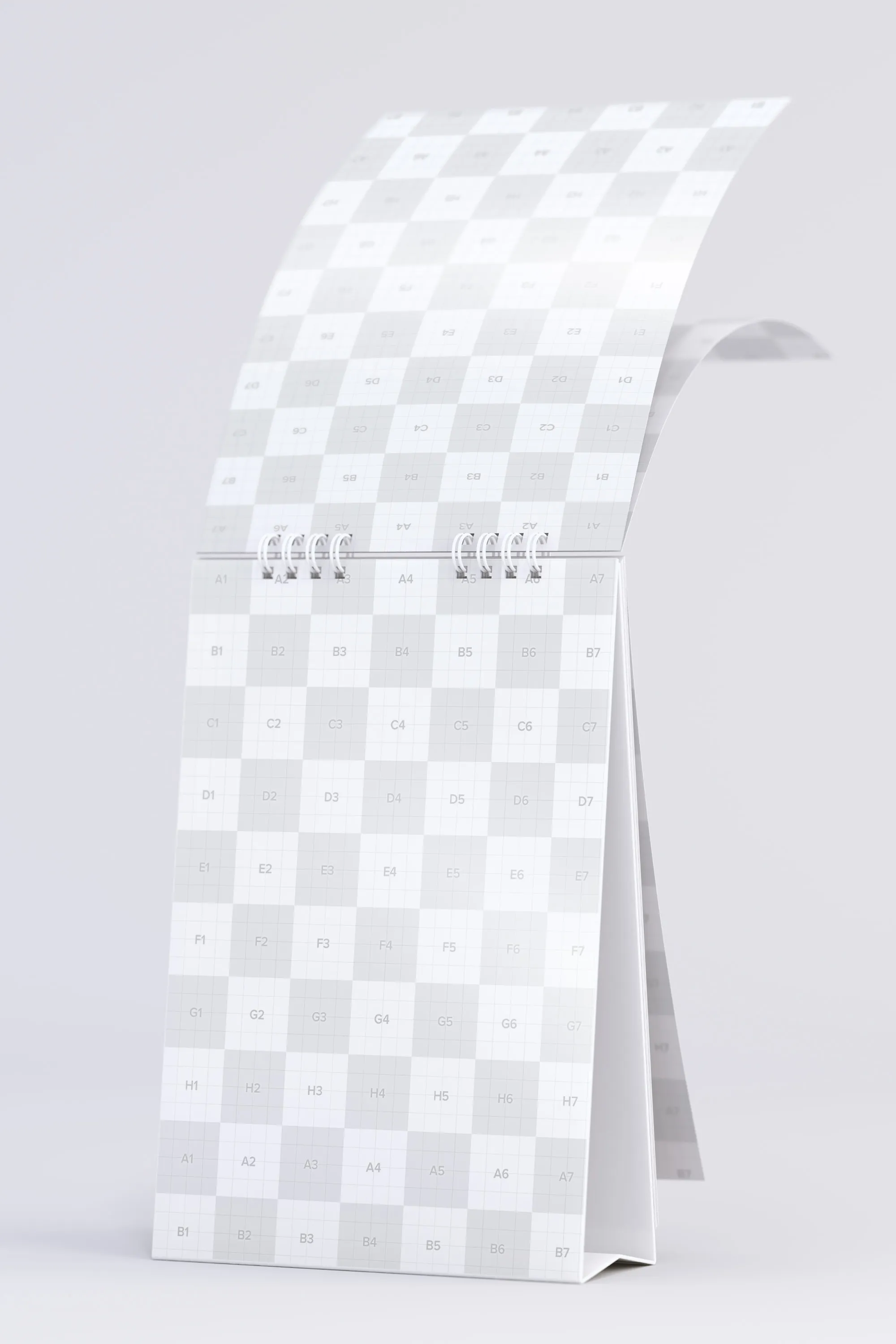 纵向桌面日历设计翻页效果样机模板2 Desktop Portrait Calendar Mockup Turning Pages 2插图(1)