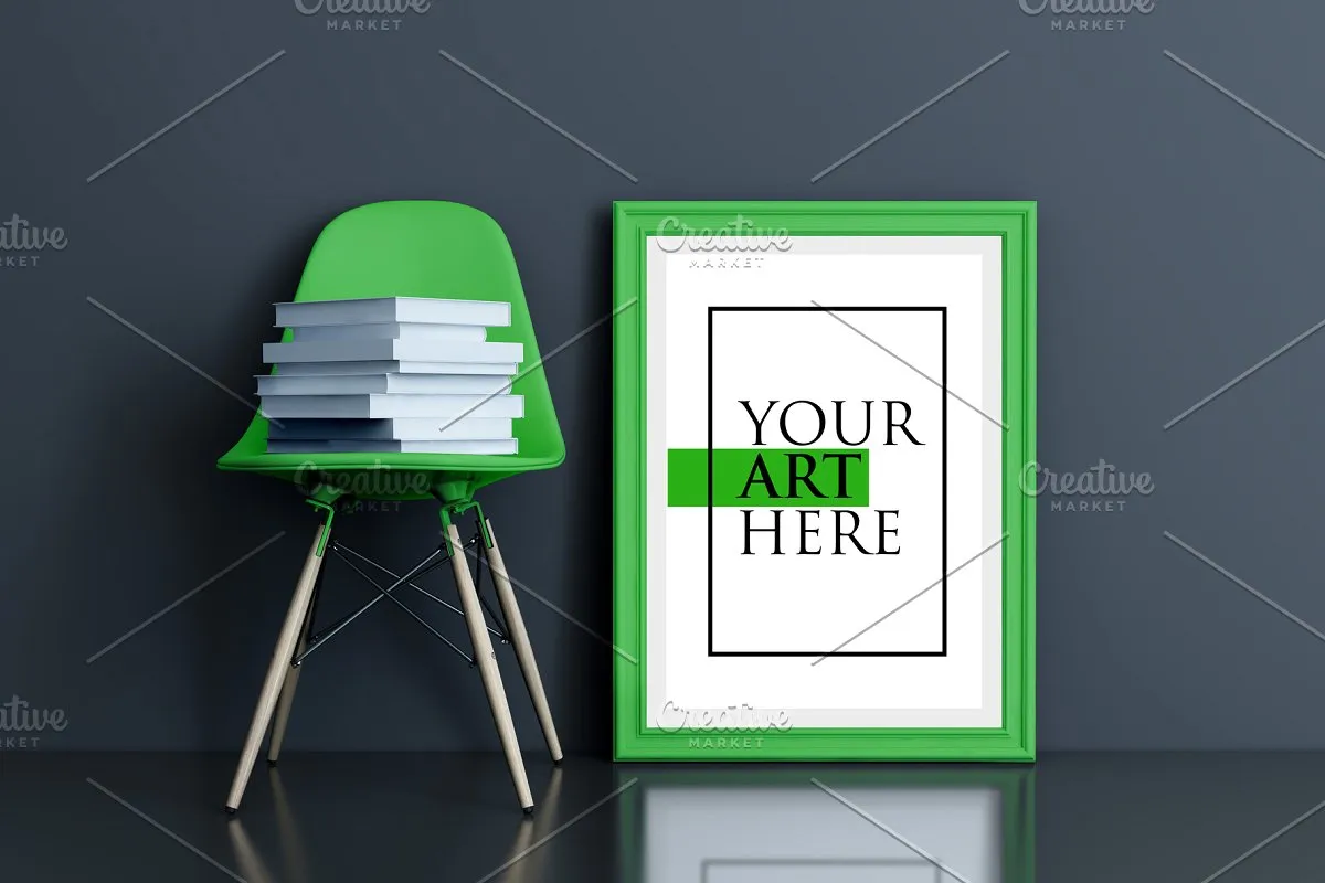多彩的画框&椅子场景样机展示模板插图(12)