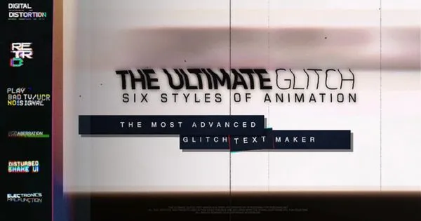 70种信号故障视频字幕标题特效像素设计精选AE模板 The Ultimate Glitch Text Maker + 70 Title Animation Presets  Pack