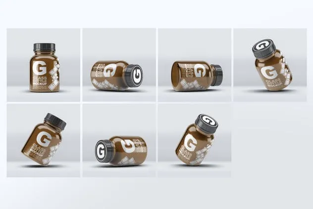 美容药品玻璃罐子瓶子样机 Pill Cosmetics Glass Bottle Mock-Up插图(3)