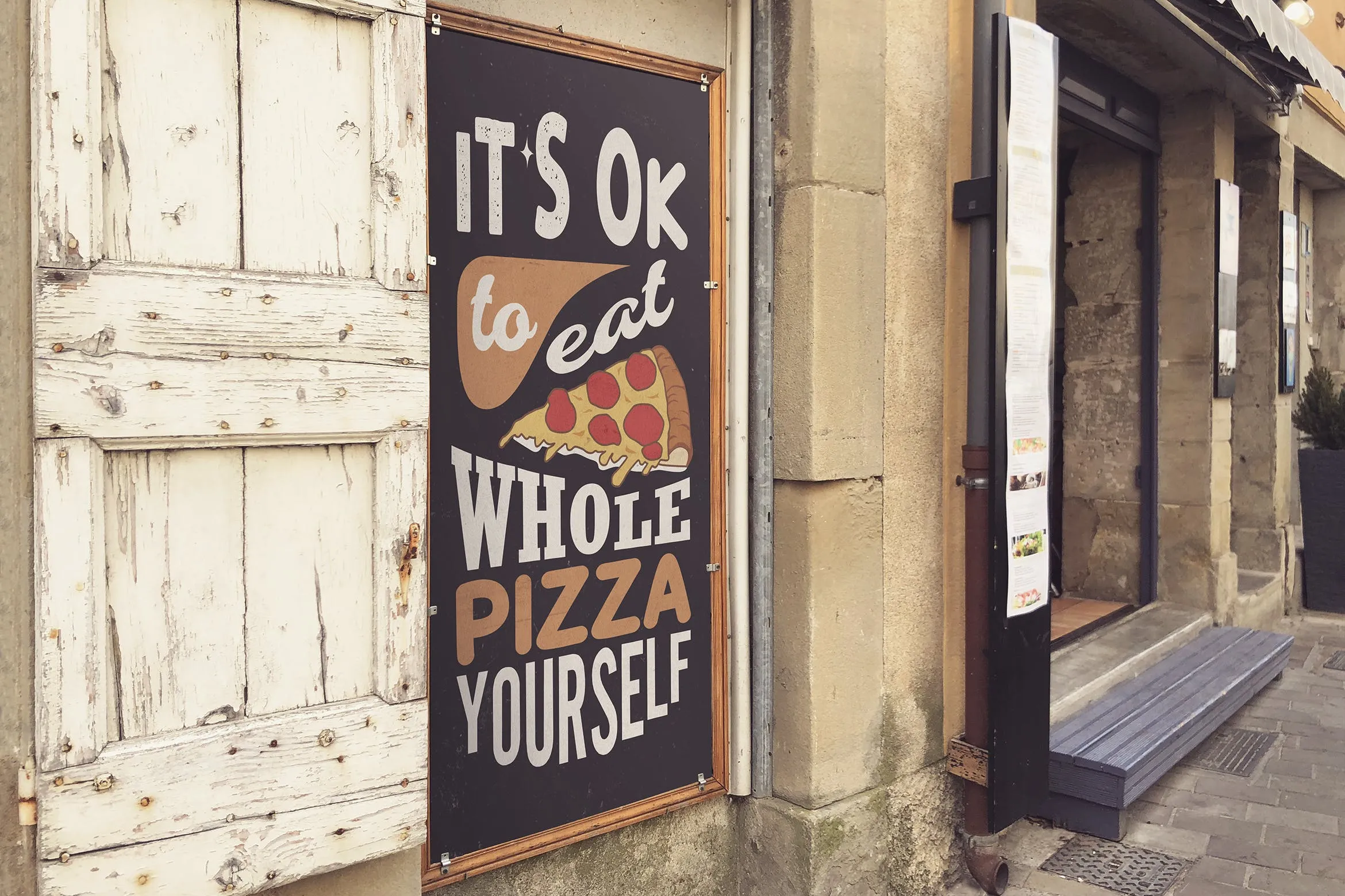 街头店铺广告牌设计效果图样机模板 Street Signboard Mockup插图