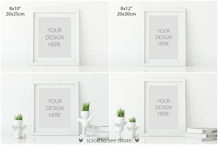 白色格调现代相框样机模板 Frames Mockup – PACK (White)插图(1)