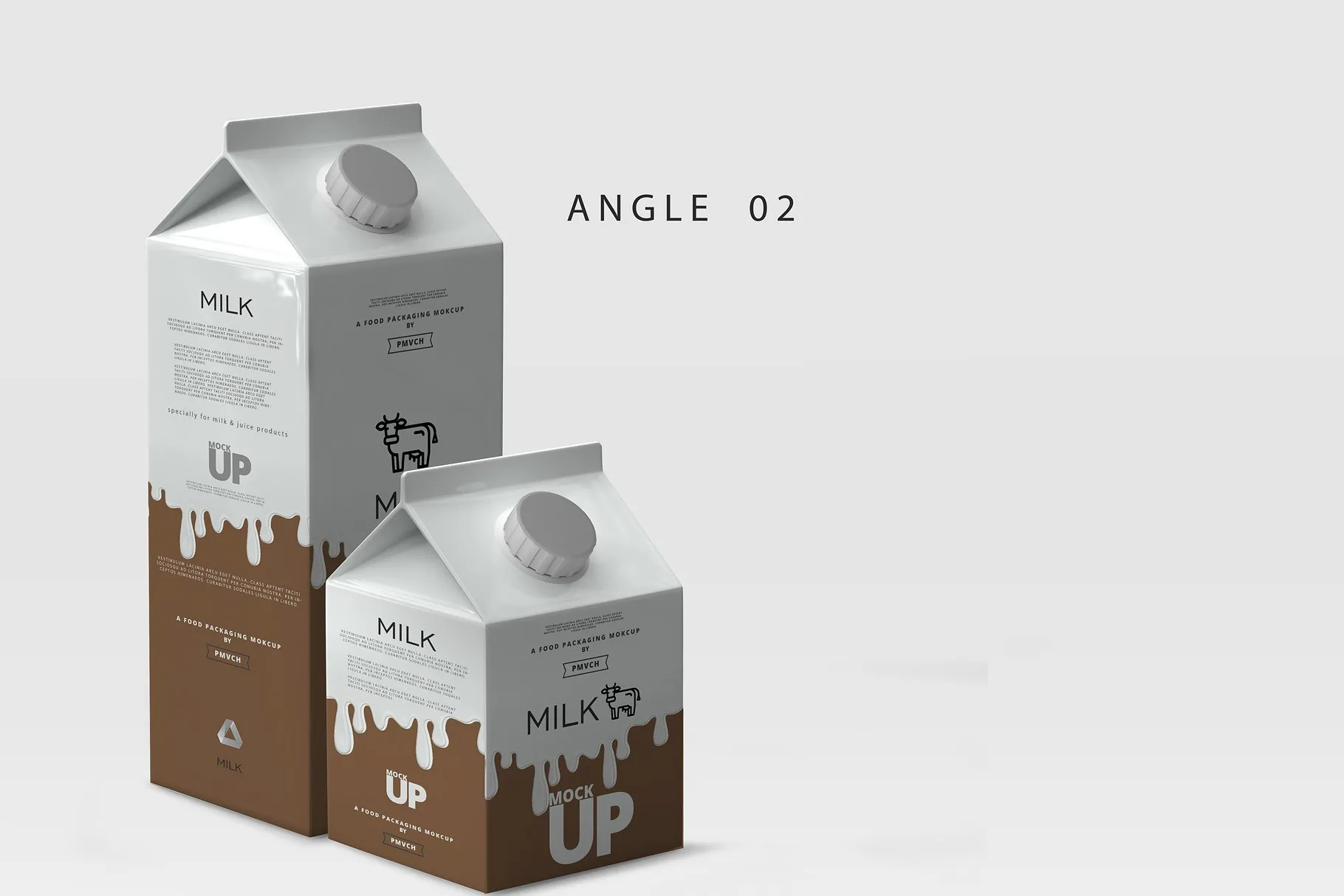 牛奶&果汁纸盒包装展示样机 Milk / Fruit Juice Carton Mockup [psd]插图(2)