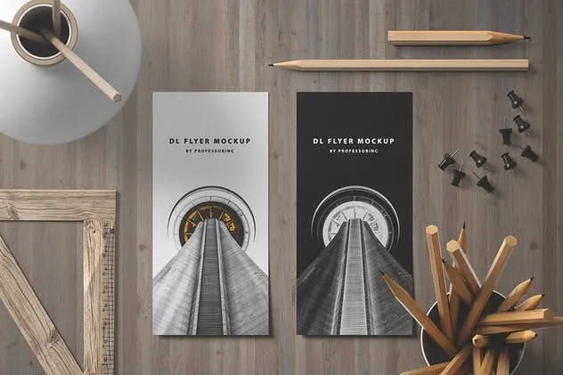 工匠办公场景DL传单样机模板v1 Portrait DL Flyer Mockup – Set 1插图(2)